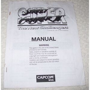 Super Street Fighter II Original Video Game Service Manual Vintage Capcom FAIR